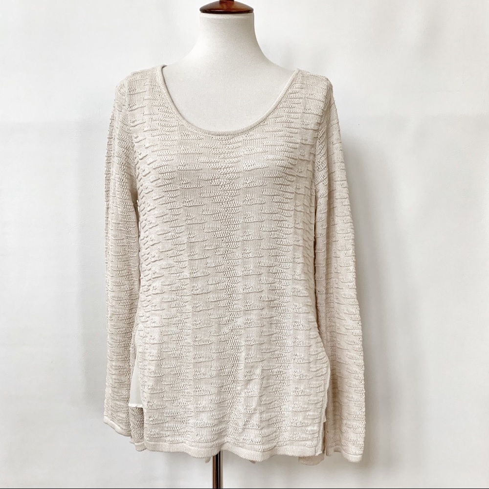WHBM Ivory Crochet Knit Sweater Tunic